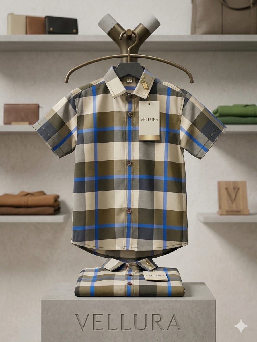 VELLURA Kids Linen Check Shirt