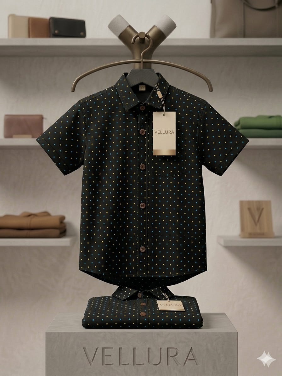 Vellura Premium Cotton Half-Sleeve Polka Dot Shirt