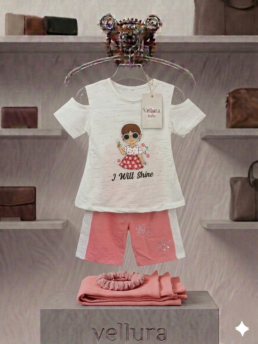 Vellura "I Will Shine" Graphic Cold-Shoulder Set